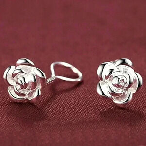 New Beautiful 925 Silver Rose Studs